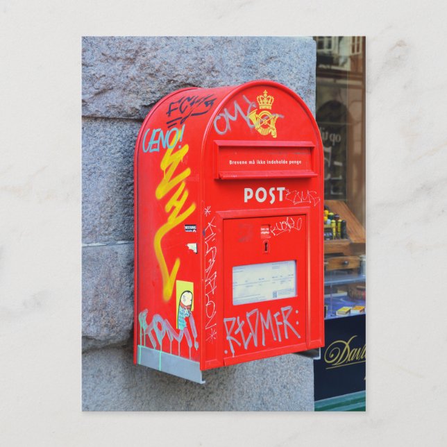 Mailbox in Kopenhagen, Dänemark Postkarte (Vorderseite)