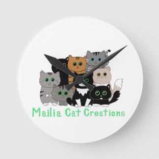 Mailia Cat Kreationen Cat Family Runde Wanduhr