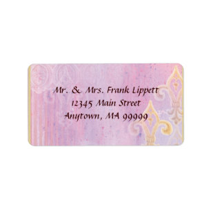 Mailing Labels - Fleur di Lys Damask 2 Blau Adressaufkleber