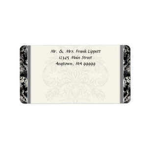 Mailing Labels - Fleur di Lys Damask - Schwarz Adressaufkleber