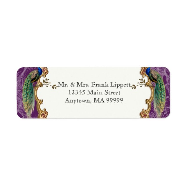 Mailing Labels - Golden Peacock & Calligraphy (Vorne)