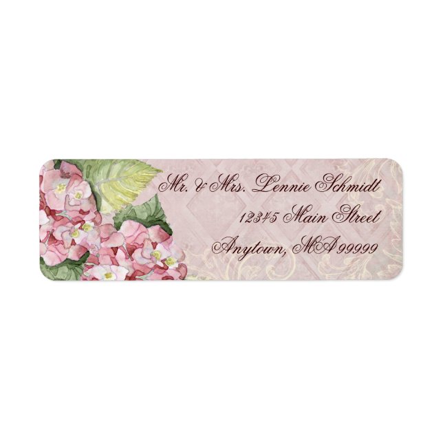 Mailing Labels - Pink Hydrangea Swirl passend (Vorne)