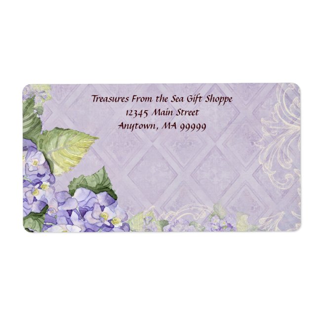 Mailing Labels - Purple Hydrangea Swirl Shipping (Vorne)