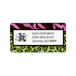 Mailing Labels - Zebra 'n Leopard Mit Monogramm Adressaufkleber