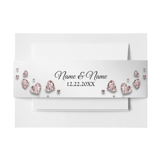 Mailing Wedding Party Pink Peach Shiny Herz Einladungsbanderole (Vorderseite Beispiel)