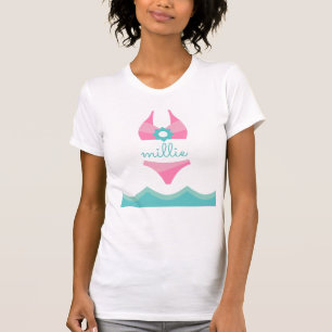 maillot de bain en bikini rose T-shirt personnalis