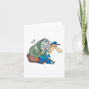 Mailman, der einen großen Sack trägt Feiertagskarte