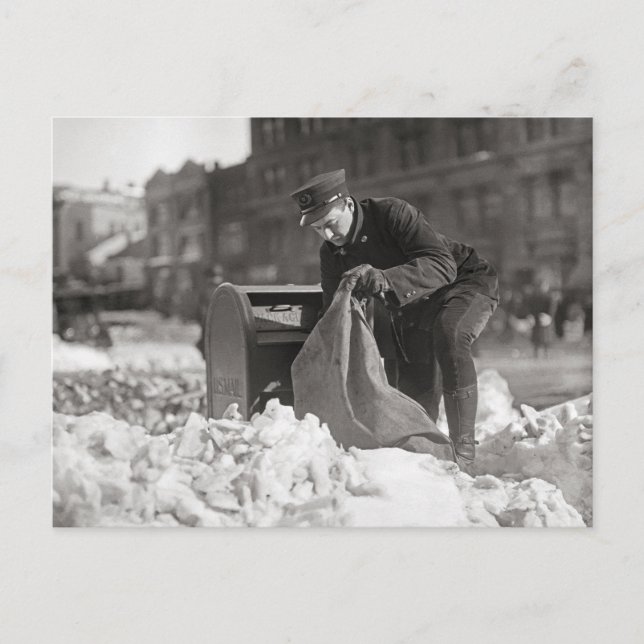 Mailman im Schnee, 1922 Postkarte (Vorderseite)