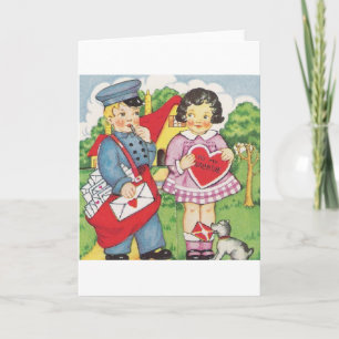 Mailman vintage délivrant la carte Saint Valentin