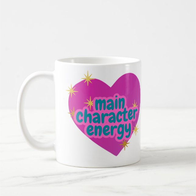 "Main Character Energy" Coeur rose Mug (Gauche)