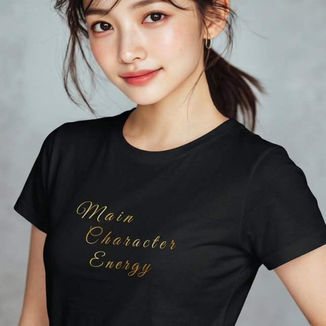 Main Character Energy Gold Gradient Typography T-Shirt (Von Creator hochgeladen)