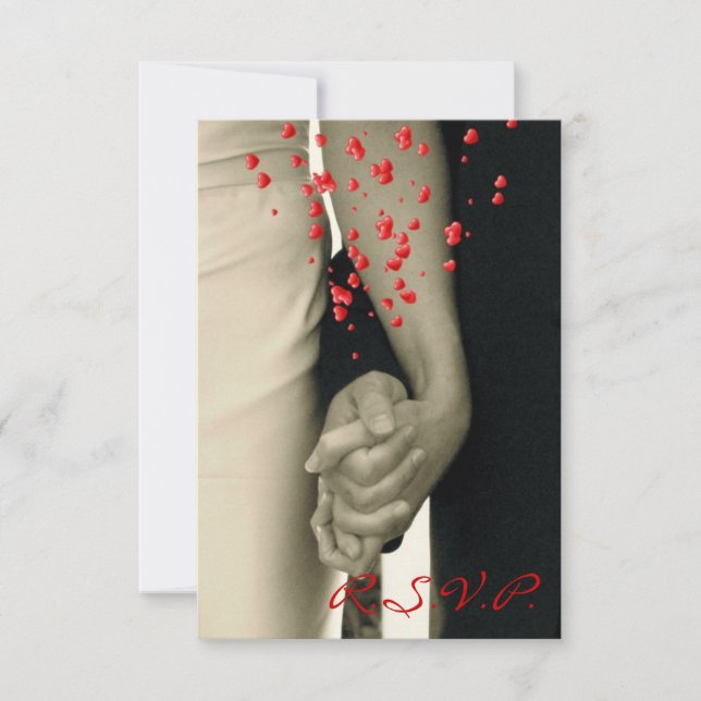 main dans la main Réponse RSVP de mariage blanc Ba (Devant)