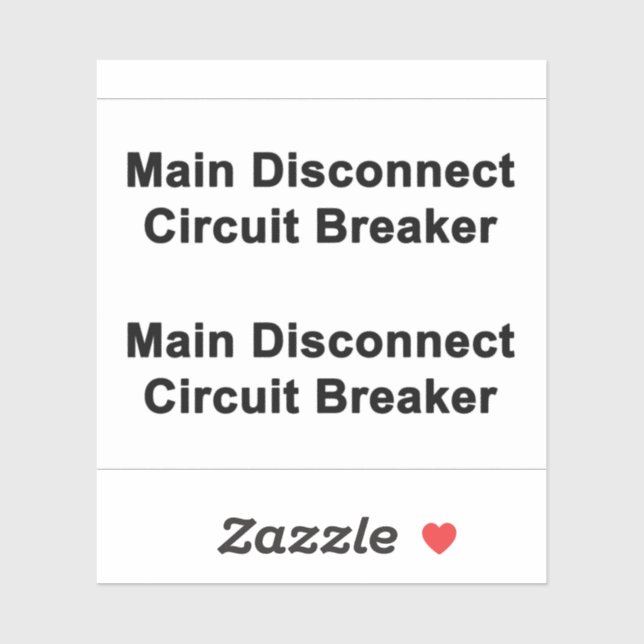 Main Disconnect Circuit Breaker Sticker (Blatt)