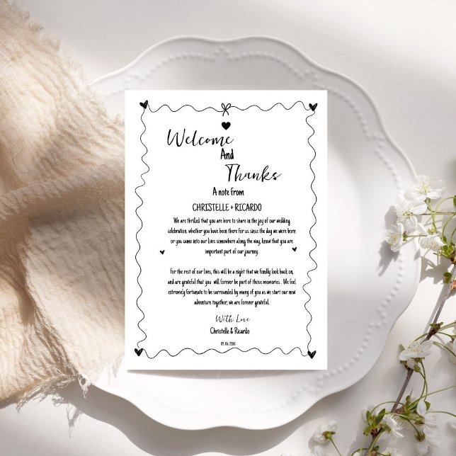 Main Drawn bienvenue & merci invité mariage (Créateur téléchargé)