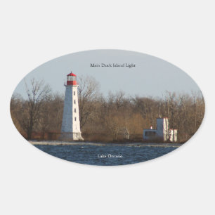 Main Duck Island Light-Aufkleber Ovaler Aufkleber