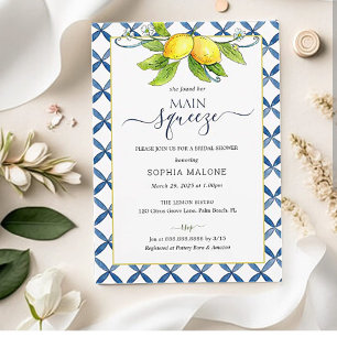Main presser Lemon Bridal shower Invitation