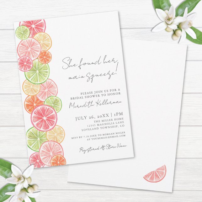 Main Squeeze Citrus Brautparty Einladung (Main Squeeze Citrus Bridal Shower Invitation)