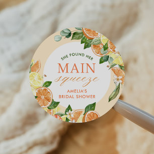 Main Squeeze Citrus Brautparty Runder Aufkleber