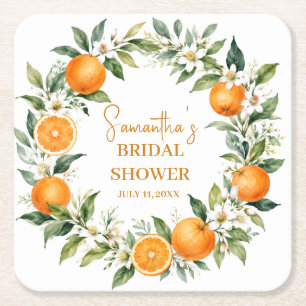 Main Squeeze Citrus Orange Brautparty Rechteckiger Pappuntersetzer