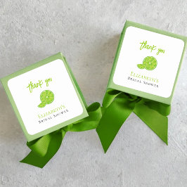 Main Squeeze Green Lime Bridal Shower Favor Thanks Quadratischer Aufkleber