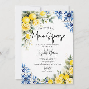 Main Squeeze Lemon Blue Tile Rose 2 Brautparty  Einladung
