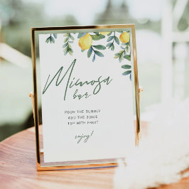 Main Squeeze Lemon Bridal Shower Mimosa Bar Sign Poster