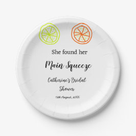 Main Squeeze lemon citrus bridal shower add name d Pappteller