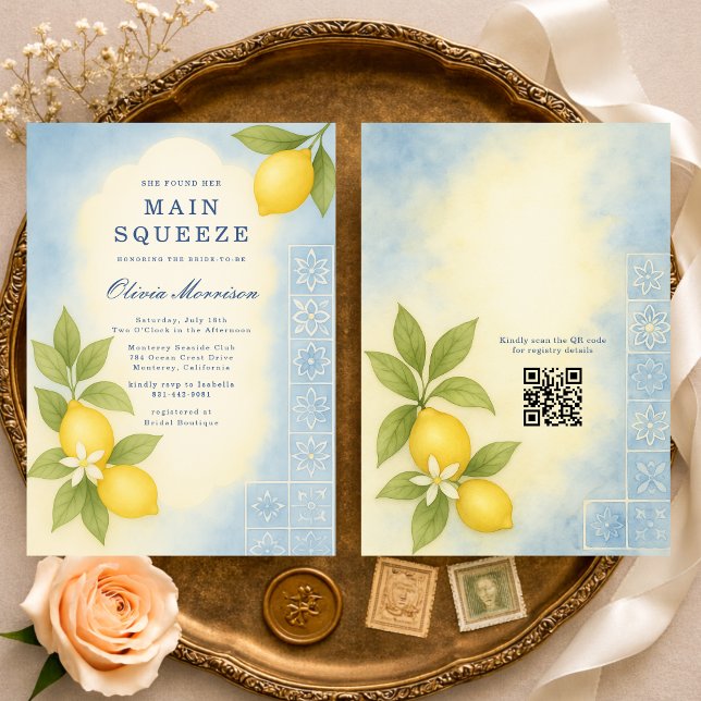 Main Squeeze Lemon QR Code Brautparty Einladung (Von Creator hochgeladen)