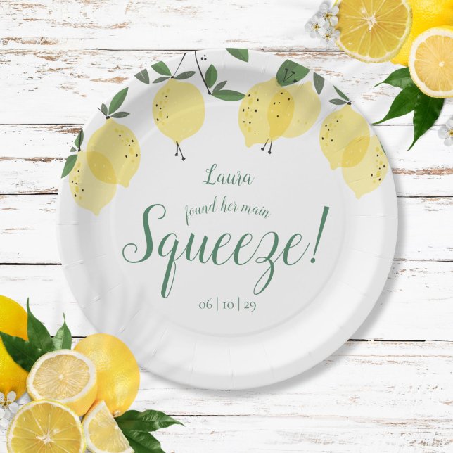 Main Squeeze Lemons Brautparty Pappteller (Main Squeeze Lemons Bridal Shower Paper Plates)