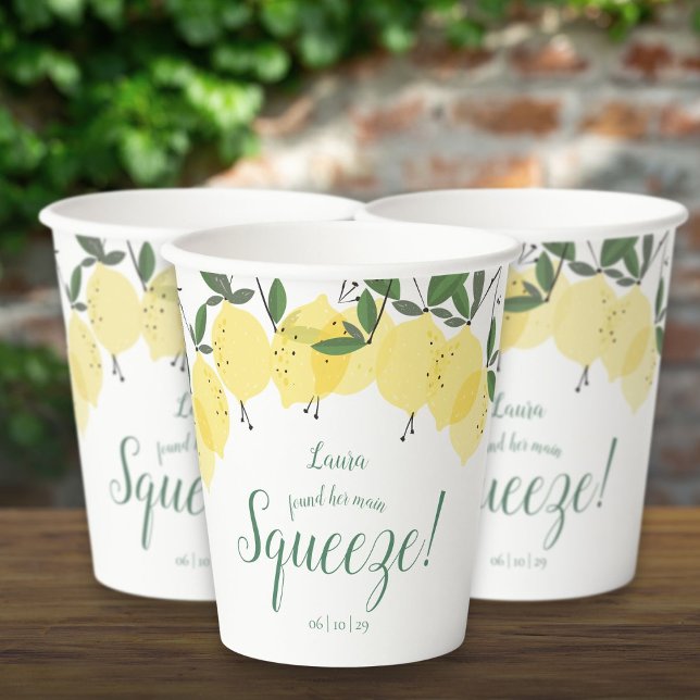Main Squeeze Lemons Bridal Shower Pappbecher (Main Squeeze Lemons Bridal Shower Paper Cups)