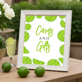Main Squeeze Lime Bridal Shower Cards & Gifts Sign Poster