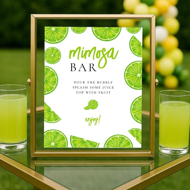 Main Squeeze Lime Bridal Shower Mimosa Bar Sign Poster (Von Creator hochgeladen)