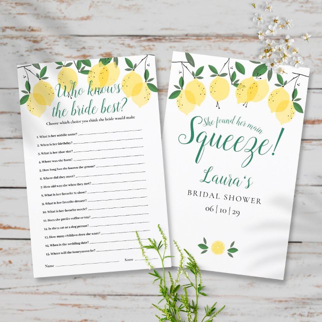 Main Squeeze Who Knows The Bride Best Shower Game (Von Creator hochgeladen)