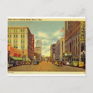 Main St., Akron, Ohio Vintage Postkarte