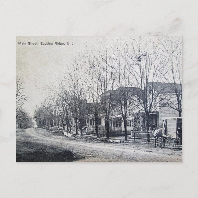 Main St, Basking Ridge, NJ Vintag Postkarte (Vorderseite)