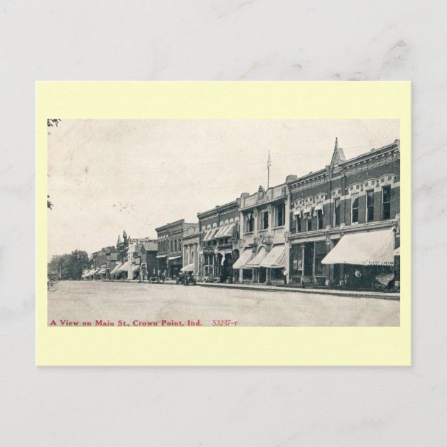 Main St., Crown Point, Indiana Vintag Postkarte (Vorderseite)