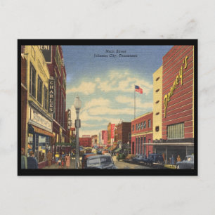 Main St., Johnson City, Tennessee Vintag Postkarte