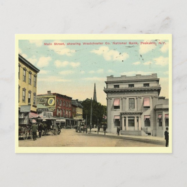 Main St., Peekskill, New York Vintag Postkarte (Vorderseite)