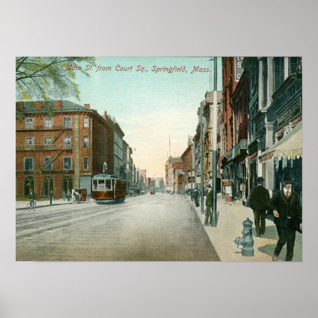 Main St, Springfield, MA Vintag Poster (Vorne)