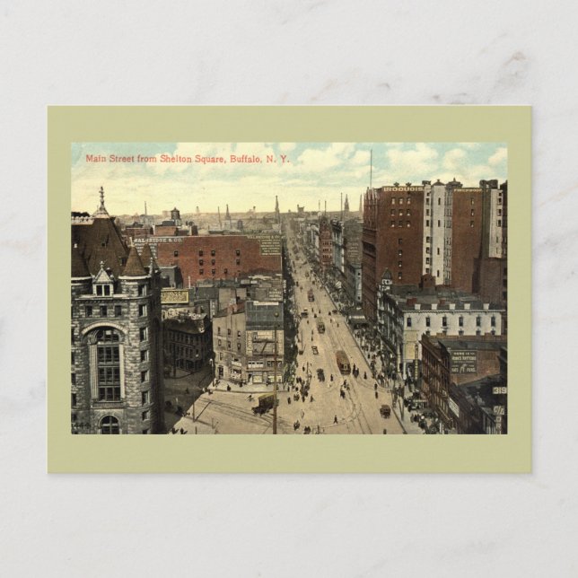 Main Street, Buffalo NY 1912 Vintag Postkarte (Vorderseite)