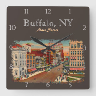 Main Street - Buffalo, NY Custom Quadratische Wanduhr