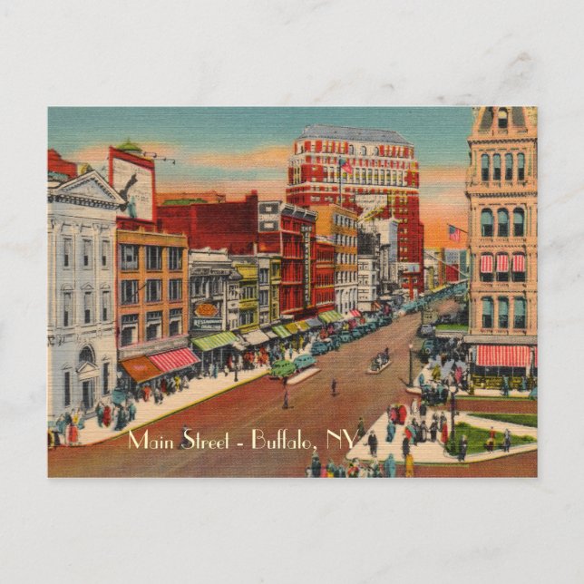 Main Street - Buffalo, NY Vintage Postkarte (Vorderseite)
