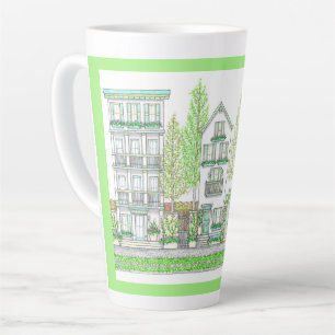 Main tirée Printemps Ville Vert Grande Mug Latte