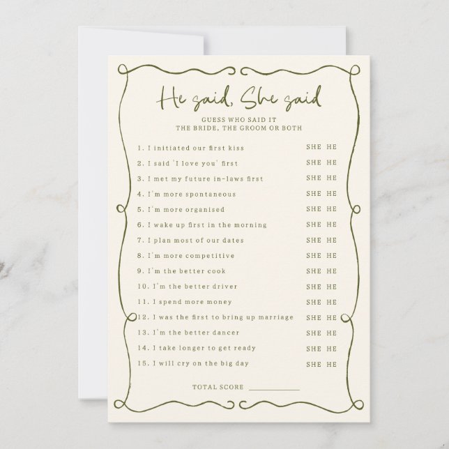 Main verte tiré Il a dit qu'elle a dit Carte de je (Devant)