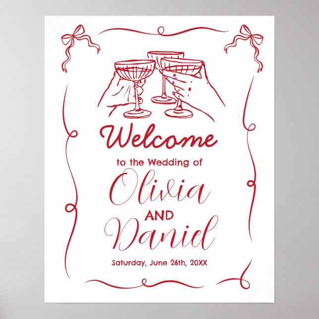 Main Whimsical Mariage Affiche de bienvenue tirée (Devant)