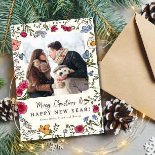 Main Whimsical tiré Floral Carte photo