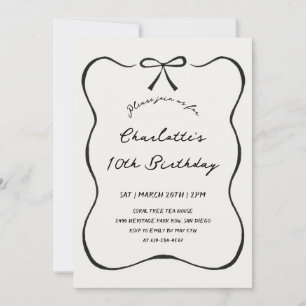Main Whimsical Tirée Bow Noir Invitation Anniversa