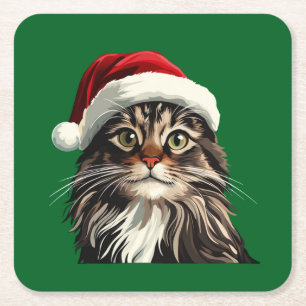 Maincoon, CHRISTMAS, Kätzchen, Kätzchen präsentier Rechteckiger Pappuntersetzer