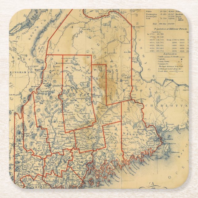 Maine 18 rechteckiger pappuntersetzer (Vorderseite)