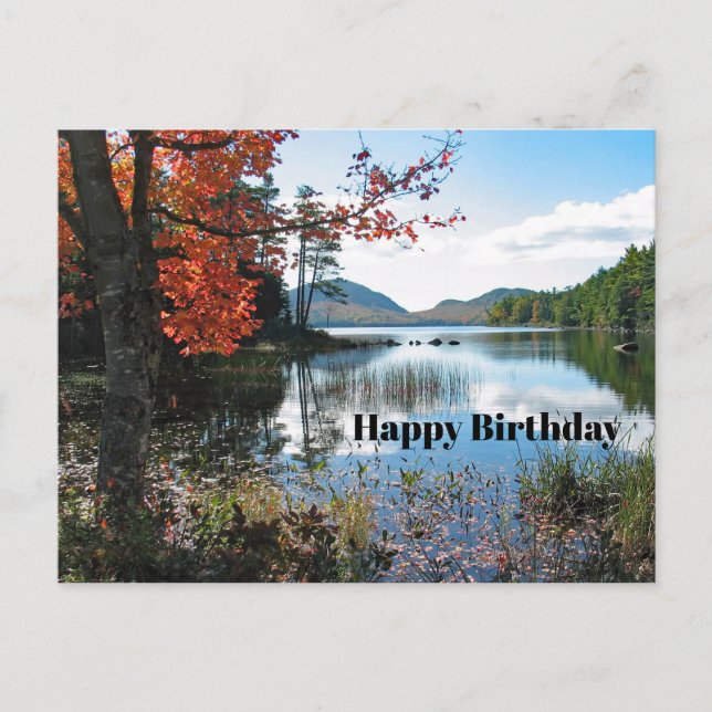 Maine Acadia Seenlandschaft Foto Geburtstag Postkarte (Vorderseite)